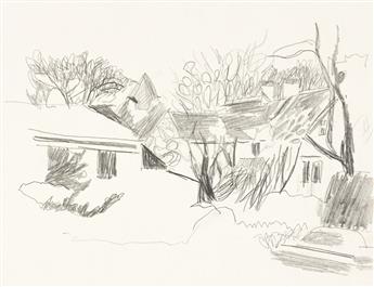 FAIRFIELD PORTER Group of 4 pencil drawings.